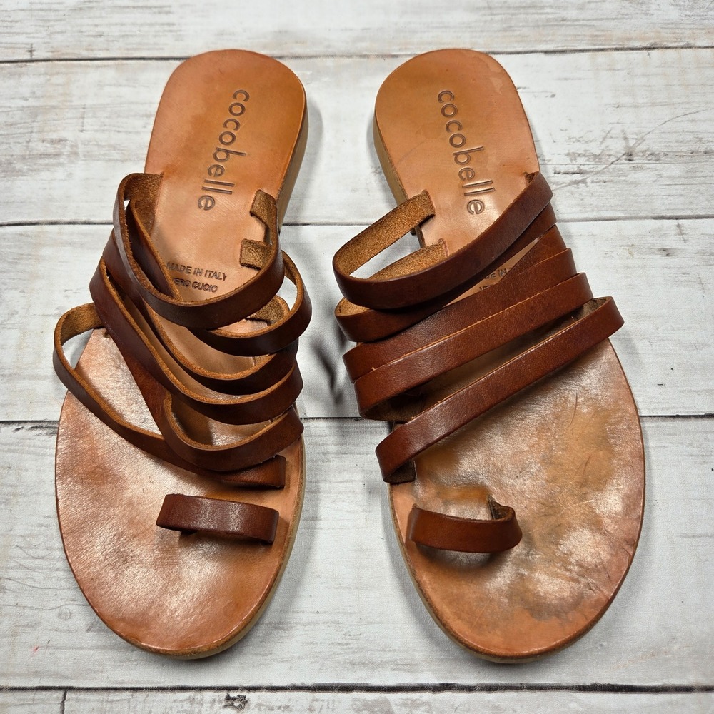 Cocobelle Multi Strap Gladiator Sandals Women 6.5 37 Brown Leather Made in Italy